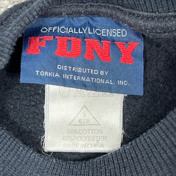 FDNY Crewneck Sweatshirt Boys Girls Unisex Youth Small 6/8 Navy Fleece Fire Dept - Picture 5 of 7